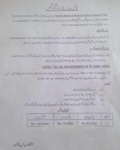 Advance Income Tax on Purchase of Property