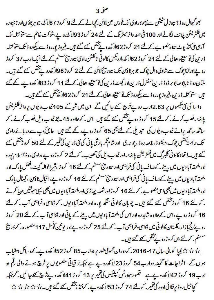 Lahore Development Authority Budget 2016-2017