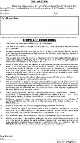 DHA Villas Bahawalpur Booking Application Form-2