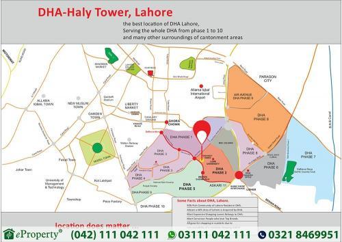 DHA Haly Tower Lahore Location Map