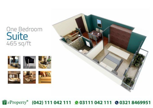 Downtown Mall and Residences 1 Bedroom Suite Layout Plan