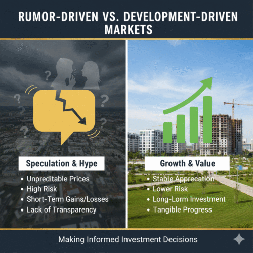 Difference between rumor-driven and development-driven markets